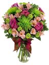 Bouquet di fiori freschi verde e rosa