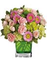 Bouquet di fiori rosa e verdi